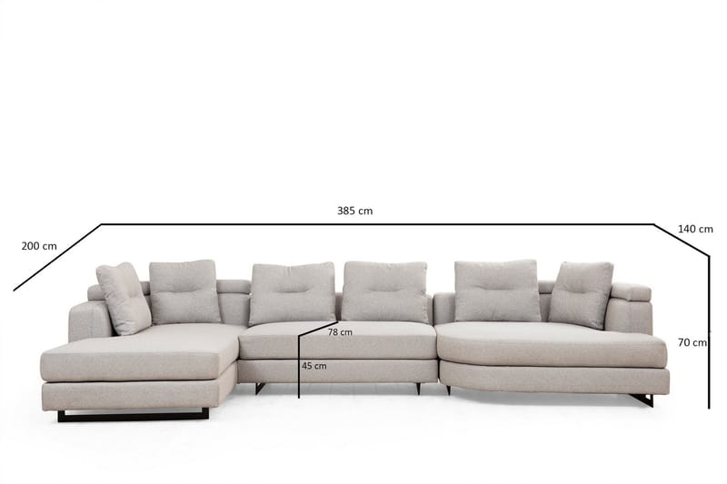 Hörnsoffa Pavdova 4-sits - Ljusgrå - Möbler - Soffa - Hörnsoffa