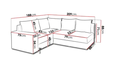 Julissa Hörnsoffa 210x190x80 cm - Grå - Möbler - Soffa - Hörnsoffa