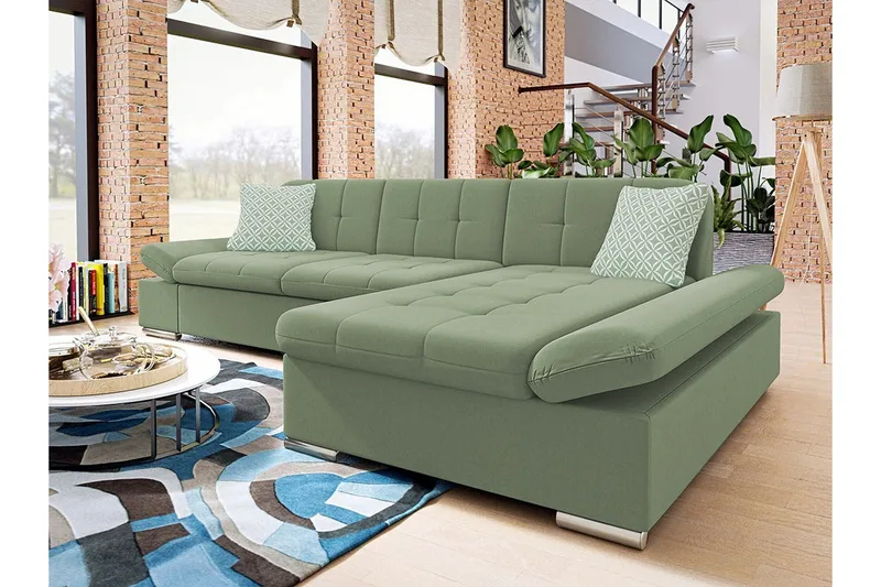 Kintore 3-sits Hörnsoffa Light green - Möbler - Soffa - Divansoffa & schäslongsoffa - 3 sits soffa med divan