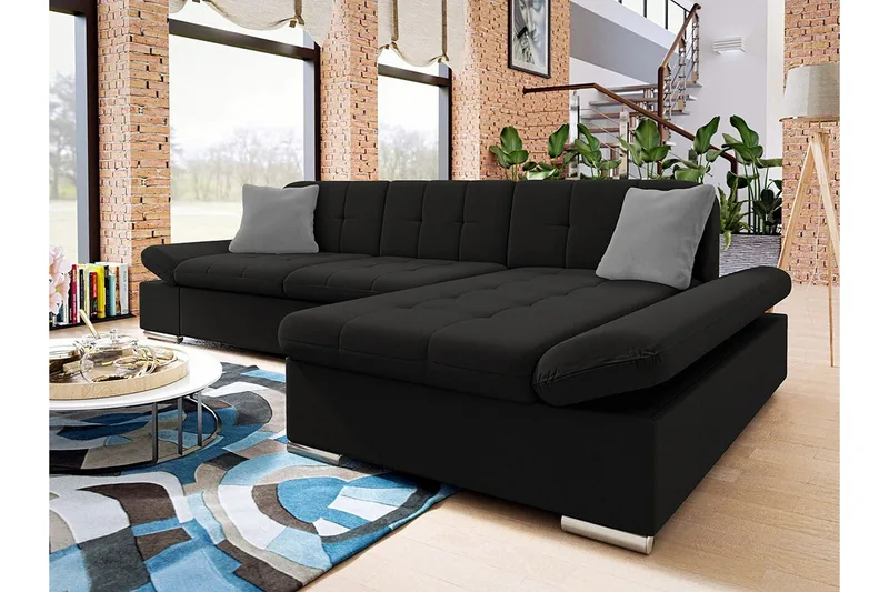 Kintore 3-sits Hörnsoffa NO_BRAND Black - Möbler - Soffa - Hörnsoffa