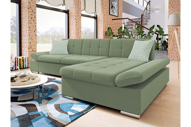 Kintore 3-sits Hörnsoffa NO_BRAND Light green - Möbler - Soffa - Divansoffa & schäslongsoffa - 3 sits soffa med divan