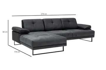 Kitimat Divansoffa 3-sits - Antracit - Möbler - Soffa - Divansoffa & schäslongsoffa - 3 sits soffa med divan