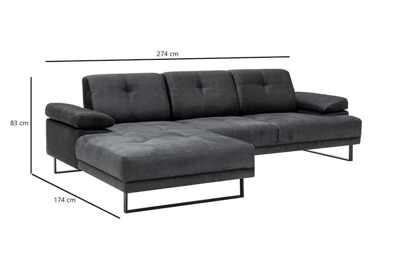 Kitimat Divansoffa 3-sits - Antracit - Möbler - Soffa - Divansoffa & schäslongsoffa - 3 sits soffa med divan