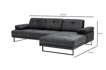 Kitimat Divansoffa 3-sits - Antracit - Möbler - Soffa - Divansoffa & schäslongsoffa - 3 sits soffa med divan
