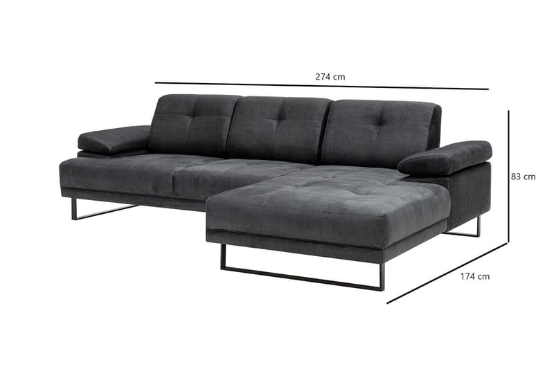 Kitimat Divansoffa 3-sits - Antracit - Möbler - Soffa - Divansoffa & schäslongsoffa - 3 sits soffa med divan