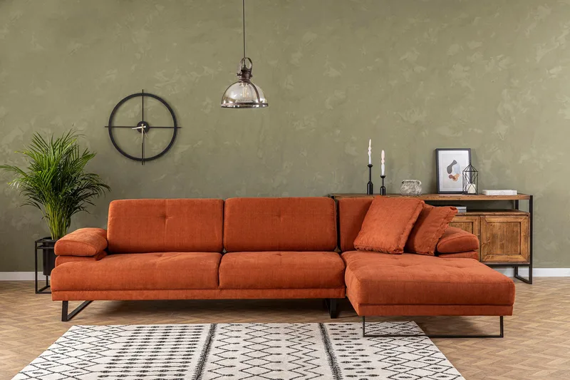 Kitimat Divansoffa 3-sits - Orange - Möbler - Soffa - Divansoffa & schäslongsoffa - 3 sits soffa med divan