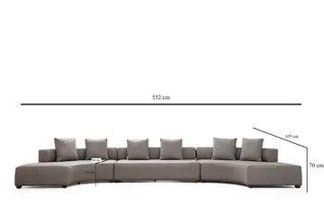 Lasalle 6-sits Svängd Soffa i Tyg - Grå - Möbler - Soffa