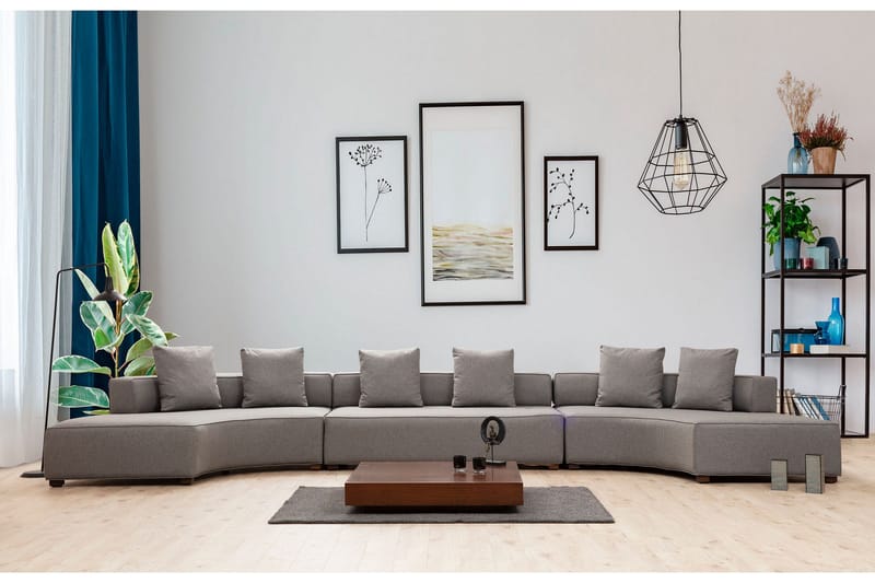 Lasalle Svängd Soffa 6-sits, Grå