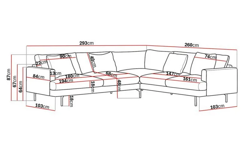 Menard 6-sits Högervänd L-formad Hörnsoffa i Manchester - Beige - Möbler - Soffa - Hörnsoffa