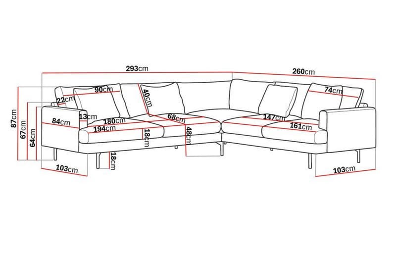 Menard 6-sits Högervänd L-formad Hörnsoffa i Manchester - Beige - Möbler - Soffa - Hörnsoffa
