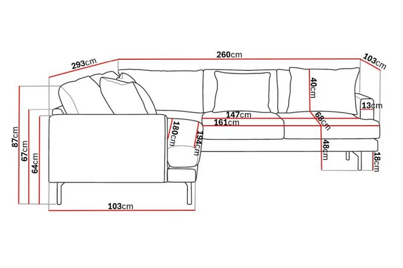 Menard 6-sits Högervänd L-formad Hörnsoffa i Manchester - Beige - Möbler - Soffa - Hörnsoffa