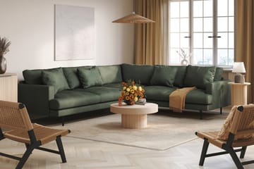 Menard 6-sits Högervänd L-formad Hörnsoffa i Manchester - Grön - Möbler - Soffa - Hörnsoffa