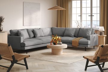 Menard 6-sits Högervänd L-formad Hörnsoffa i Tyg - Grå - Möbler - Soffa - Hörnsoffa
