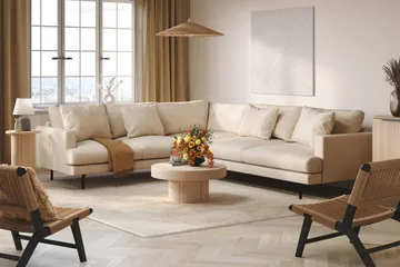 Menard 6-sits Vänstervänd L-formad Hörnsoffa i Manchester - Beige - Möbler - Soffa - Hörnsoffa