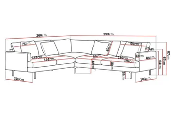 Menard 6-sits Vänstervänd L-formad Hörnsoffa i Manchester - Beige - Möbler - Soffa - Hörnsoffa