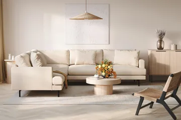 Menard 6-sits Vänstervänd L-formad Hörnsoffa i Manchester - Beige - Möbler - Soffa - Hörnsoffa