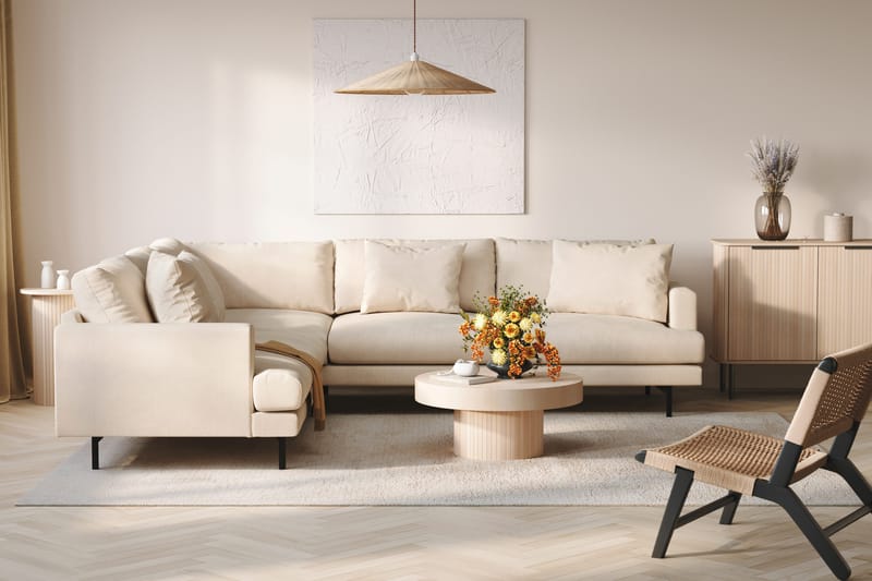 Menard 6-sits Vänstervänd L-formad Hörnsoffa i Manchester - Beige - Möbler - Soffa - Hörnsoffa