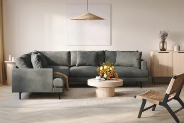 Menard 6-sits Vänstervänd L-formad Hörnsoffa i Manchester - Grå - Möbler - Soffa - Hörnsoffa