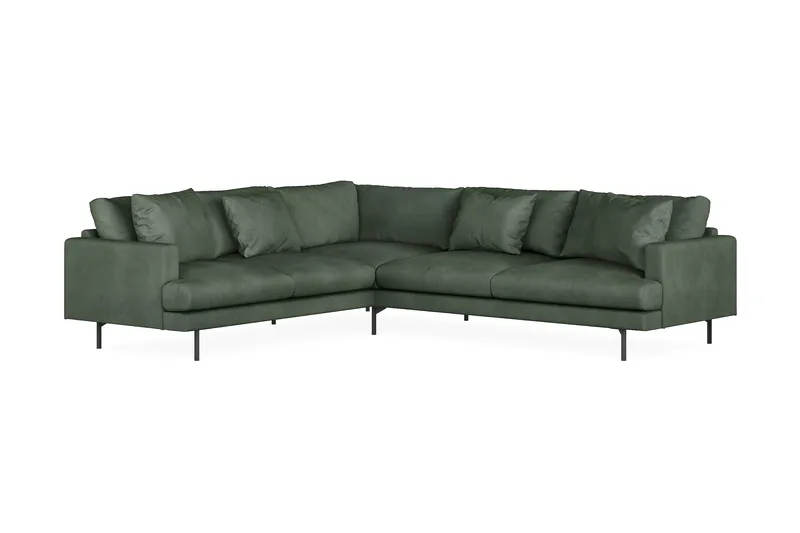 Menard 6-sits Vänstervänd L-formad Hörnsoffa i Manchester - Grön - Möbler - Soffa - Hörnsoffa