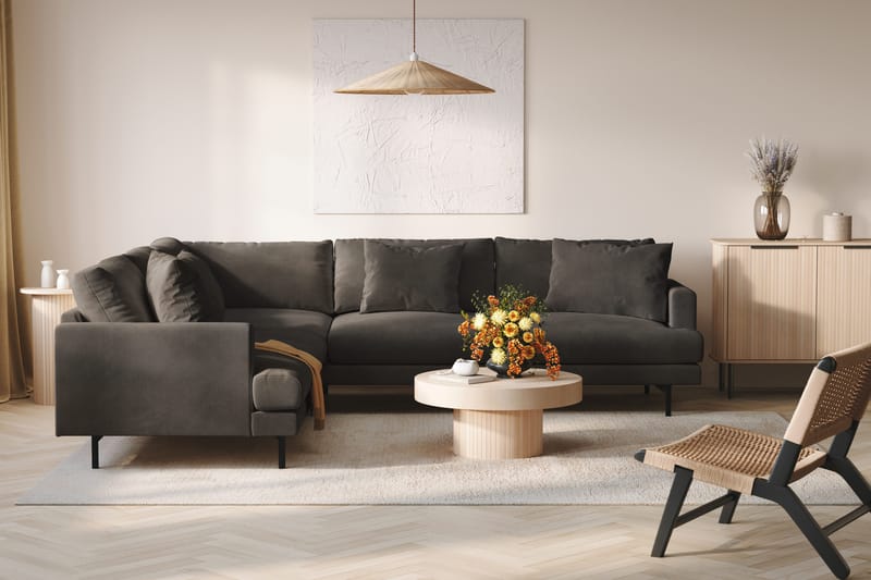 Menard 6-sits Vänstervänd L-formad Hörnsoffa i Manchester - Mörkgrå - Möbler - Soffa - Hörnsoffa