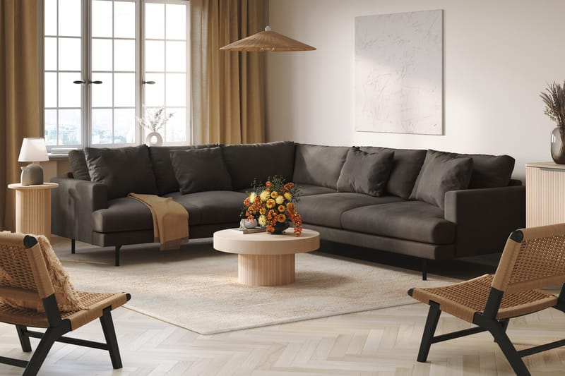 Menard 6-sits Vänstervänd L-formad Hörnsoffa i Manchester - Mörkgrå - Möbler - Soffa - Hörnsoffa