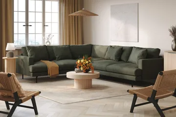 Menard 6-sits Vänstervänd L-formad Hörnsoffa i Manchester - Mörkgrön - Möbler - Soffa - Hörnsoffa