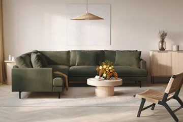 Menard 6-sits Vänstervänd L-formad Hörnsoffa i Manchester - Mörkgrön - Möbler - Soffa - Hörnsoffa