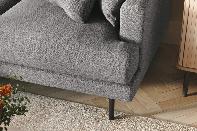 Menard 6-sits Vänstervänd L-formad Hörnsoffa i Tyg - Grå - Möbler - Soffa - Hörnsoffa