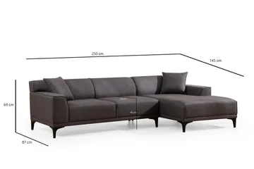 Mississauga Divansoffa 3-sits - Antracit - Möbler - Soffa - Hörnsoffa - Hörnsoffa med divan