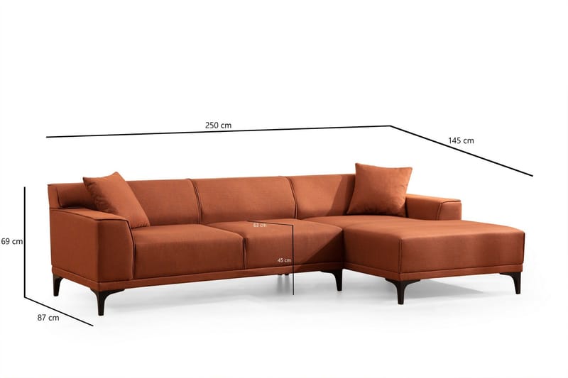 Mississauga Divansoffa 3-sits - Orange - Möbler - Soffa - Hörnsoffa - Hörnsoffa med divan