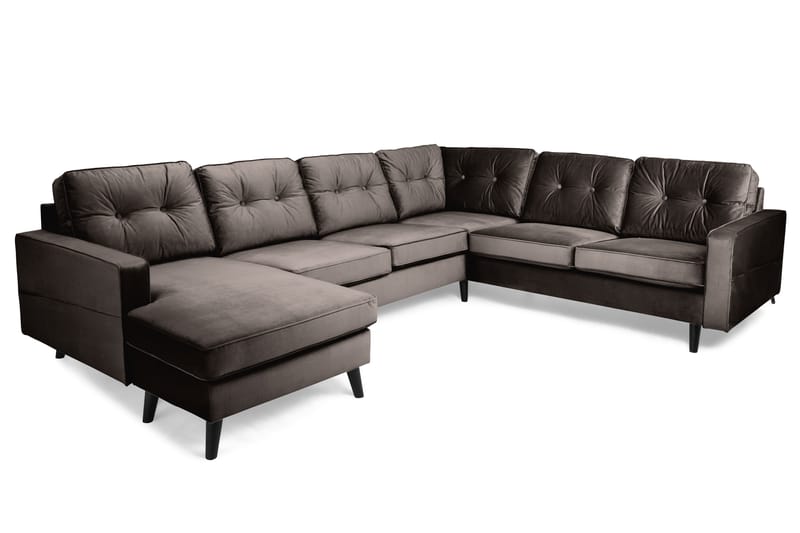 Monroe 5-sits Vändbar U-formad Hörnsoffa med divan i Sammet - Brun - Möbler - Soffa - Hörnsoffa