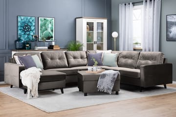Monroe 5-sits Vändbar U-formad Hörnsoffa med divan i Sammet - Brun - Möbler - Soffa - Hörnsoffa