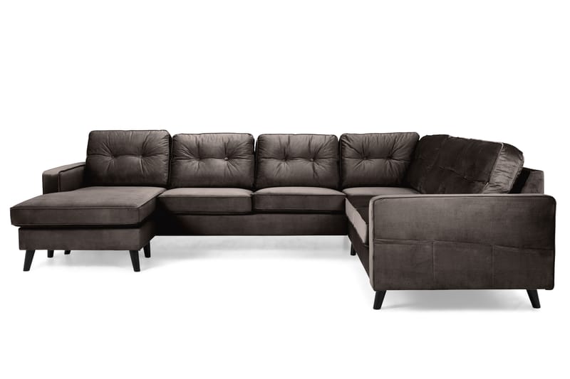 Monroe 5-sits Vändbar U-formad Hörnsoffa med divan i Sammet - Brun - Möbler - Soffa - Hörnsoffa