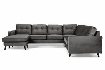 Monroe 5-sits Vändbar U-formad Hörnsoffa med divan i Sammet - Mörkgrå - Möbler - Soffa - Hörnsoffa