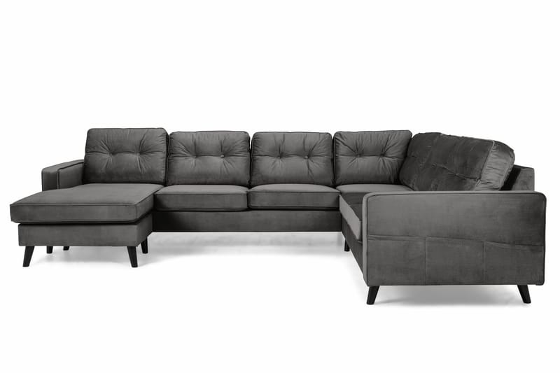 Monroe 5-sits Vändbar U-formad Hörnsoffa med divan i Sammet - Mörkgrå - Möbler - Soffa - Hörnsoffa