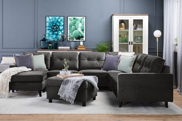Monroe 5-sits Vändbar U-formad Hörnsoffa med divan i Sammet - Mörkgrå - Möbler - Soffa - Hörnsoffa