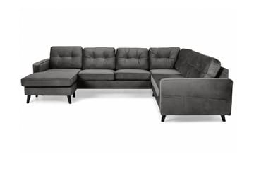 Monroe 5-sits Vändbar U-formad Hörnsoffa med divan i Sammet - Mörkgrå - Möbler - Soffa - Hörnsoffa