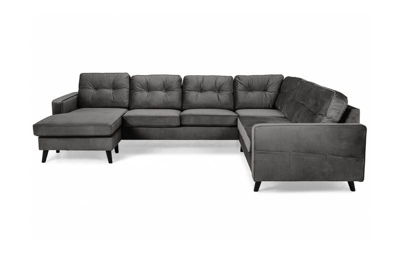 Monroe 5-sits Vändbar U-formad Hörnsoffa med divan i Sammet - Mörkgrå - Möbler - Soffa - Hörnsoffa