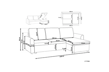 Nesna Hörnsoffa 228 cm - Grå - Möbler - Soffa - Bäddsoffa - Hörnbäddsoffa