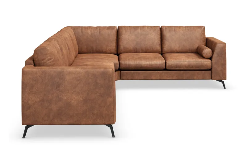 Ocean Lyx 5-sits Vändbar L-formad Hörnsoffa i Konstläder - Brun - Möbler - Soffa - Skinnsoffa