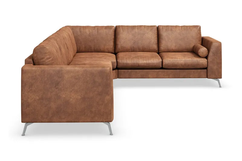 Ocean Lyx 5-sits Vändbar L-formad Hörnsoffa i Konstläder - Brun - Möbler - Soffa - Skinnsoffa