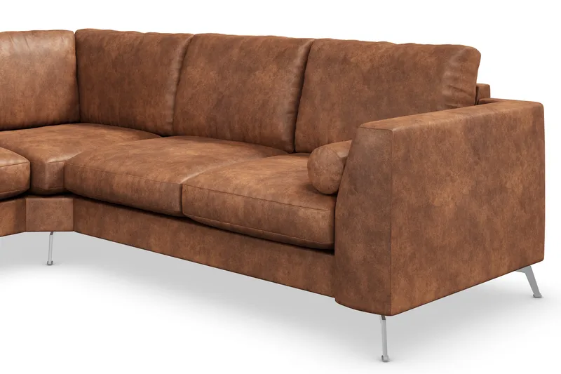 Ocean Lyx 5-sits Vändbar L-formad Hörnsoffa i Konstläder - Brun - Möbler - Soffa - Skinnsoffa