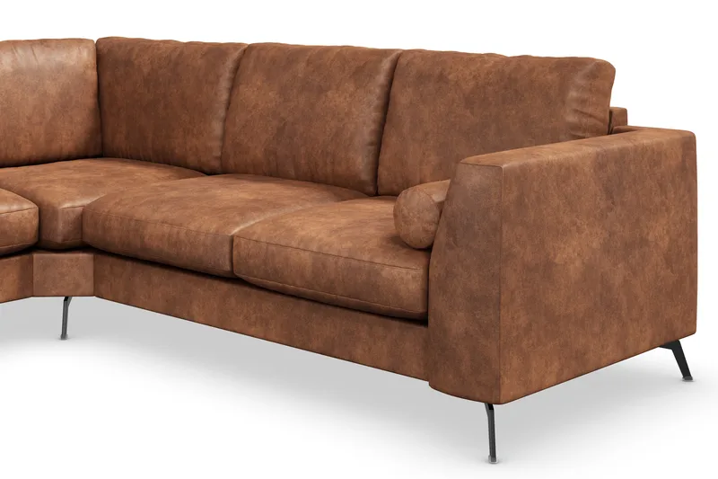 Ocean Lyx 5-sits Vändbar L-formad Hörnsoffa i Konstläder - Brun - Möbler - Soffa - Skinnsoffa