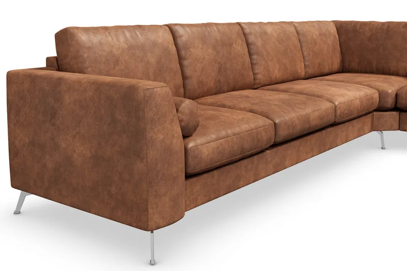 Ocean Lyx 5-sits Vändbar L-formad Hörnsoffa i Konstläder - Brun - Möbler - Soffa - Skinnsoffa