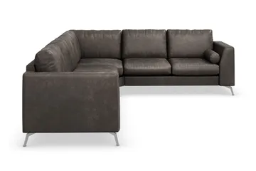 Ocean Lyx 5-sits Vändbar L-formad Hörnsoffa i Konstläder - Mörkgrå - Möbler - Soffa - Skinnsoffa