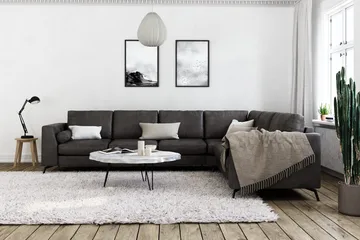 Ocean Lyx 5-sits Vändbar L-formad Hörnsoffa i Konstläder - Mörkgrå - Möbler - Soffa - Skinnsoffa