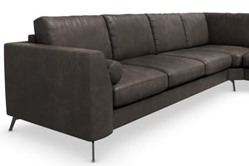 Ocean Lyx 5-sits Vändbar L-formad Hörnsoffa i Konstläder - Mörkgrå - Möbler - Soffa - Skinnsoffa