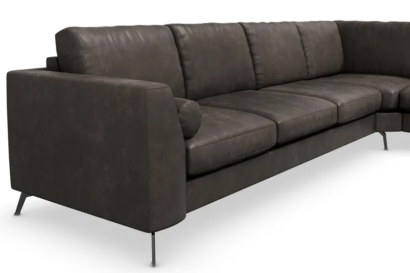 Ocean Lyx 5-sits Vändbar L-formad Hörnsoffa i Konstläder - Mörkgrå - Möbler - Soffa - Skinnsoffa