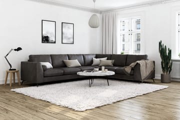 Ocean Lyx 5-sits Vändbar L-formad Hörnsoffa i Konstläder - Mörkgrå - Möbler - Soffa - Skinnsoffa