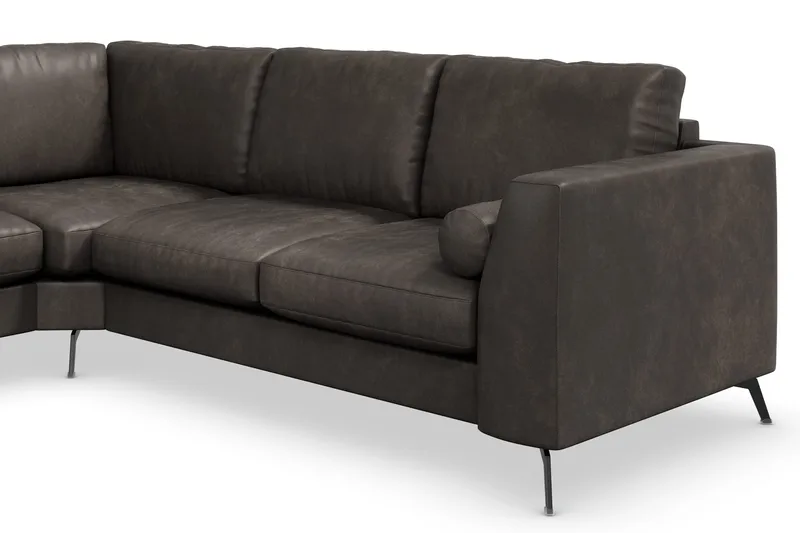 Ocean Lyx 5-sits Vändbar L-formad Hörnsoffa i Konstläder - Mörkgrå - Möbler - Soffa - Skinnsoffa